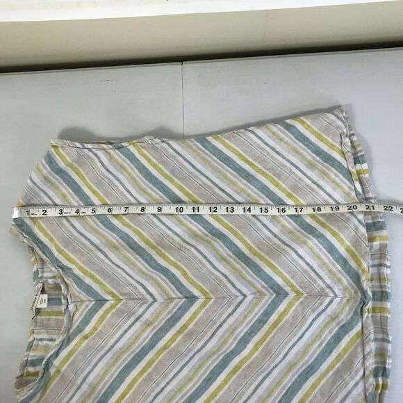 Coldwater Creek Striped 100% Linen Top Women's Petite Medium Casual Summer Woven - Picture 8 of 11